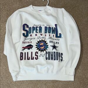 SOLD - Vintage NFL Super Bowl 1994 Sweatshirt Buffalo Bills vs Dallas Cowboys